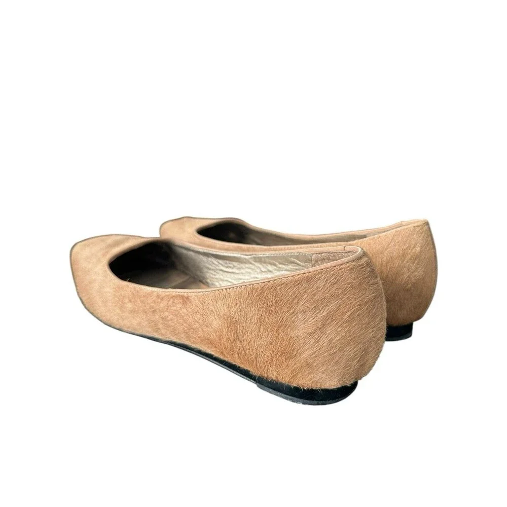 Diane von Furstenberg DVF Camel Calf Hair Ballet Flats Tan Sz 7.5 M Brazil